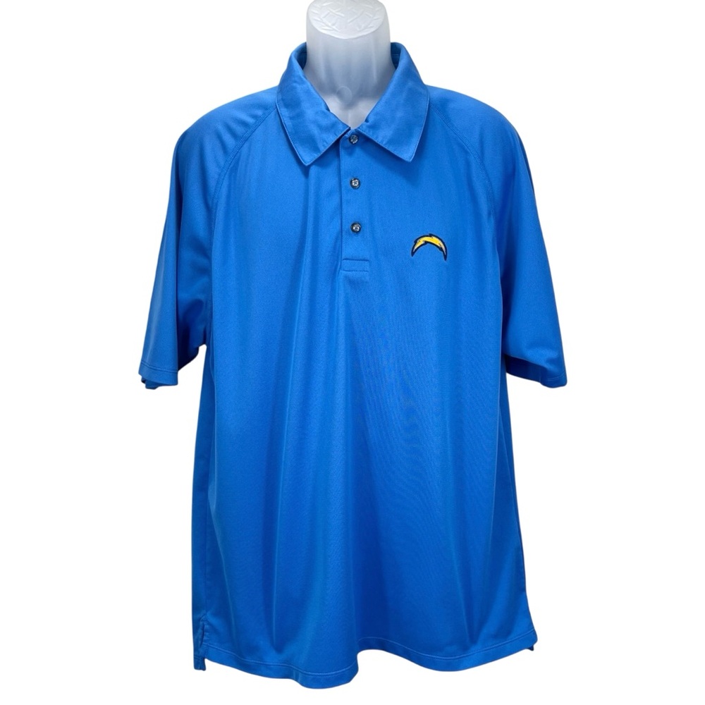 Reebok Men’s‎ Large Chargers NFL PlayDry Polo Shirt Blue Embroidered Logo